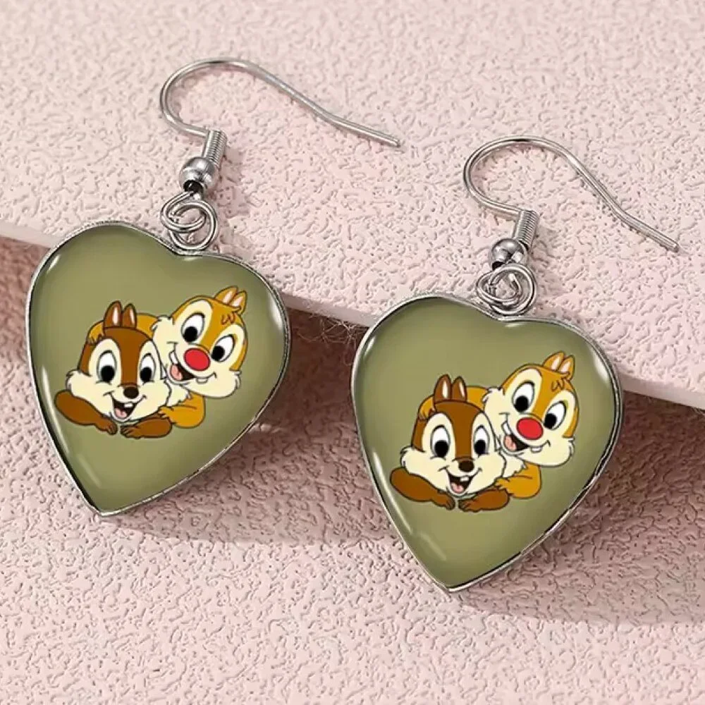 Chip and Dale Chipmunk inspired Heart Earrings NWT - Picture 1 of 1